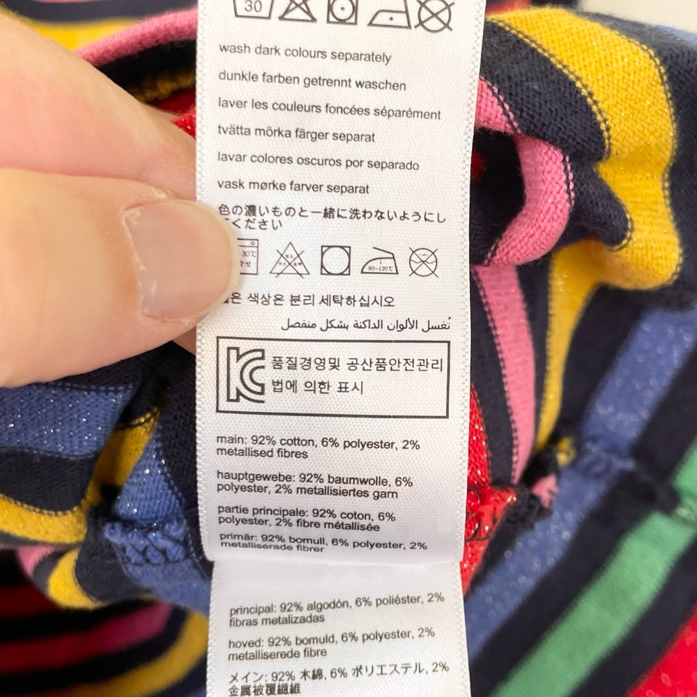 Joules Harbour Luxe Rainbow Stripe Navy Blue Cotton Blend Size 8 Long Sleeve - Picture 8 of 9